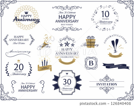 Classic anniversary design and anniversary celebration banner frame set 126840408