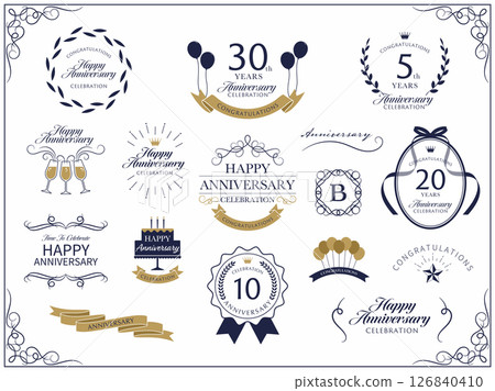 經典週年紀念設計與週年慶典橫幅框架集 經典週年紀念設計與週年慶典橫幅框架集 126840410
