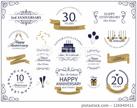 經典週年紀念設計與週年慶典橫幅框架集 經典週年紀念設計與週年慶典橫幅框架集 126840411