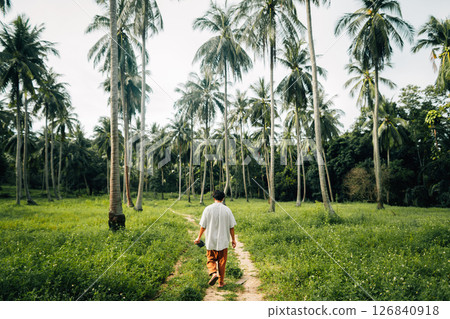 Steps on a Nature Trail Amidst Island Coconut Plantations Steps on a Nature Trail Amidst Island Coconut Plantations 126840918