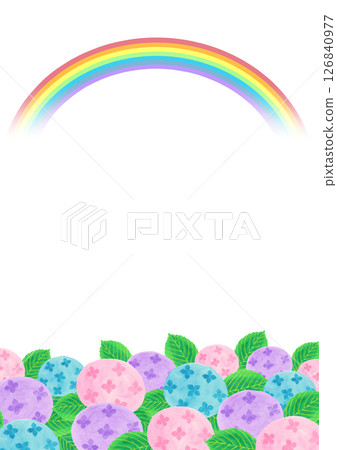 Background illustration of seven-colored rainbow and hydrangea Background illustration of seven-colored rainbow and hydrangea 126840977