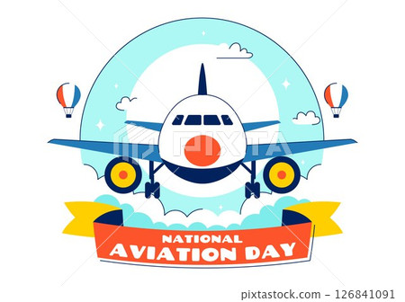 National Aviation Day Vector Illustration with an Airplane and Sky Blue Background to Celebrate the First Successful Airplane and Controlled Flight 126841091