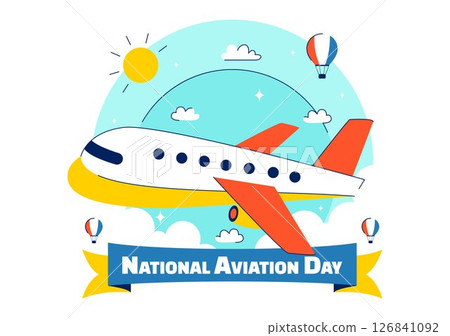 National Aviation Day Vector Illustration with an Airplane and Sky Blue Background to Celebrate the First Successful Airplane and Controlled Flight 126841092