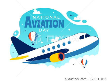 National Aviation Day Vector Illustration with an Airplane and Sky Blue Background to Celebrate the First Successful Airplane and Controlled Flight 126841093
