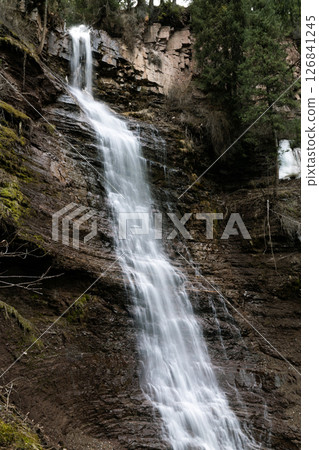Waterfall Maiden Spits (or Maiden Tears) in Jeti-Oguz Gorge, Kok Jaiyk valley, Kyrgyzstan 126841245