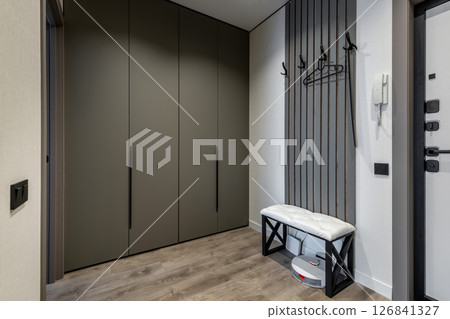 Modern Entryway with Built-In Wardrobe and Bench Modern Entryway with Built-In Wardrobe and Bench 126841327