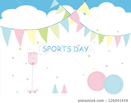A cute sports day illustration in pale colors A cute sports day illustration in pale colors 126841439
