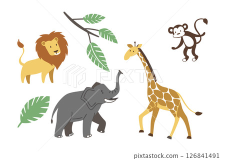 簡單可愛的動物插圖。 126841491