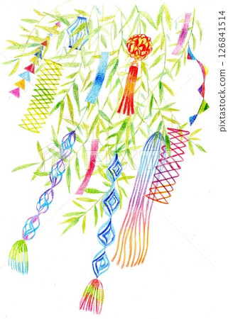 Tanabata illustration drawn with colored pencils 126841514