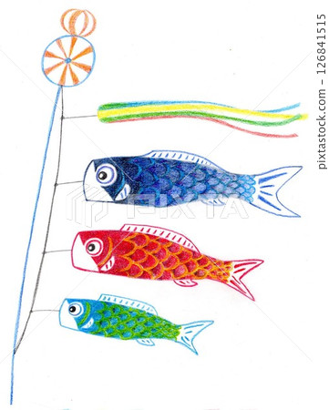 Carp streamer illustration drawn with colored pencils 126841515