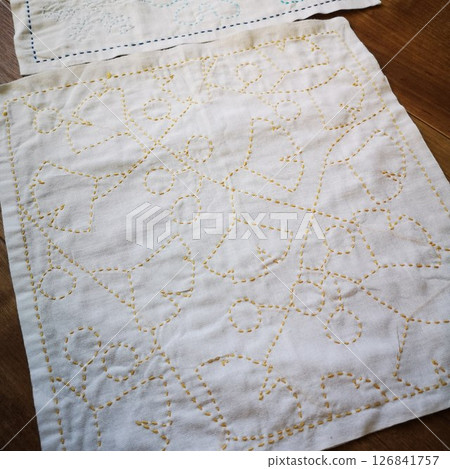 Sashiko Flower Dishcloth Ginkgo 126841757