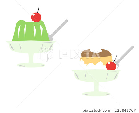 可愛的布丁和果凍插圖 可愛的布丁和果凍插圖 126841767
