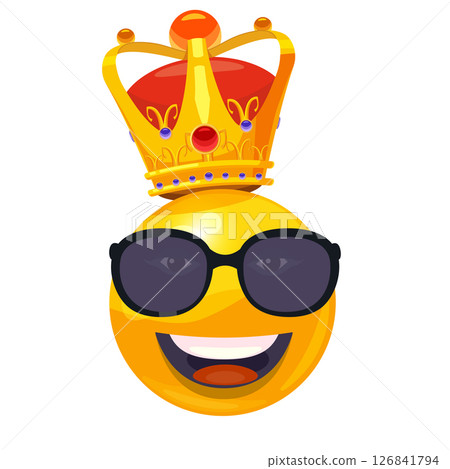 Sun in sunglasses and crown character smiley cartoon Sun in sunglasses and crown character smiley cartoon 126841794