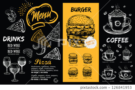 menu, food, vector 126841953