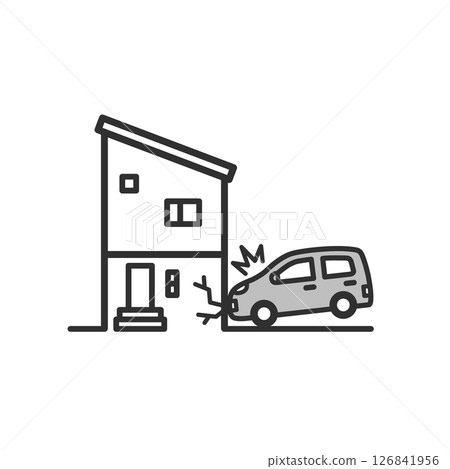 碰撞事故造成的損壞房屋插圖 碰撞事故造成的損壞房屋插圖 126841956