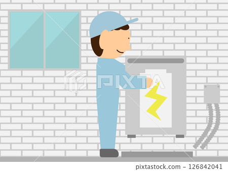 Image of a contractor installing a home battery Image of a contractor installing a home battery 126842041