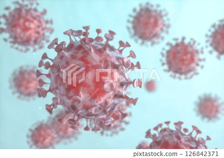 Dispersed corona viruses with blue liquid 126842371