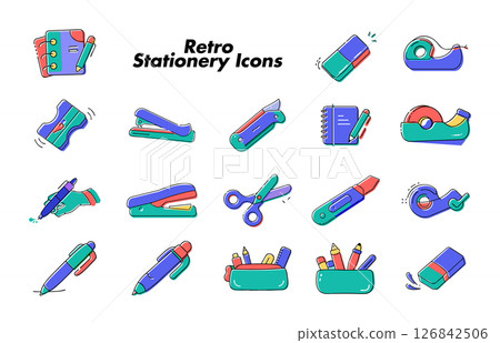 文具圖示。復古的。流行音樂。可愛的。 126842506