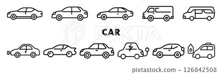 汽車線圖示。簡單插圖 126842508