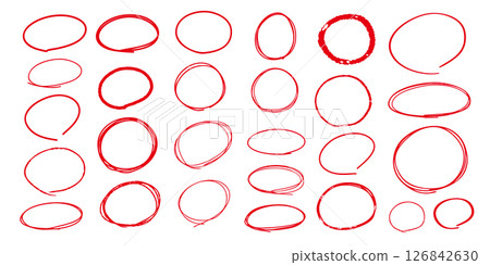 手寫圓形橢圓形塗鴉套裝 手寫圓形橢圓形塗鴉套裝 126842630