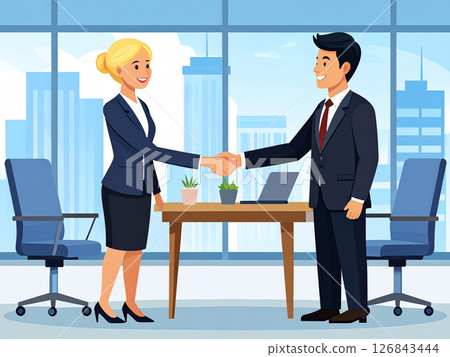 商業場景，握手，微笑 126843444