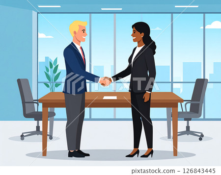 Business scene, handshake, smile Business scene, handshake, smile 126843445