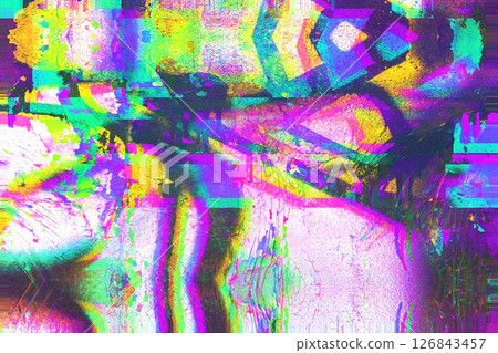 Vibrant Glitch Art with Neon Colors and Textures in 80s, Y2K Aesthetic Vibrant Glitch Art with Neon Colors and Textures in 80s, Y2K Aesthetic 126843457