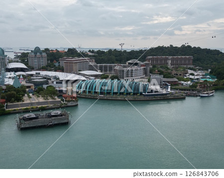 Aerial view of Sentosa Island in Singapore Harbour Aerial view of Sentosa Island in Singapore Harbour 126843706