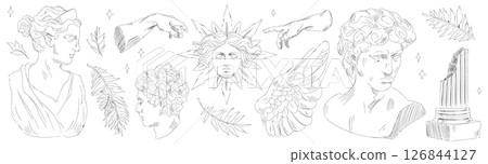Ancient Greek statue sketch set 126844127