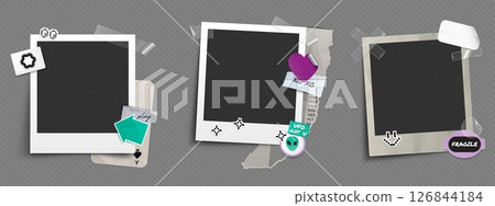 Set of retro photo frames in y2k style. 126844184