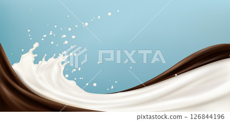 Chocolate with milk splash wave 126844196