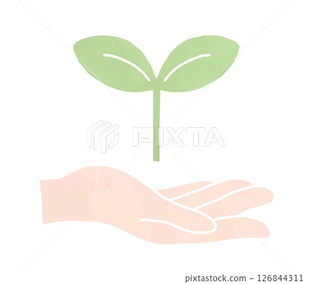 手和芽的水彩插圖 手和芽的水彩插圖 126844311