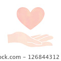 Hand and heart watercolor illustration 126844312