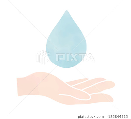 手和水滴的水彩插圖 126844313