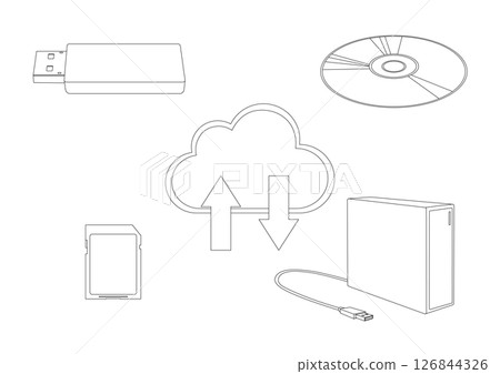 Line drawing illustration of how to backup your data 126844326