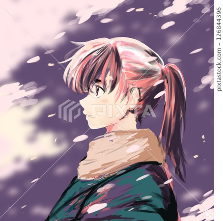 Swordsman in the Cherry Blossom Snow 126844396