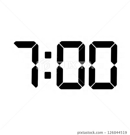 7:00 digital clock style numeric display/time display material (monochrome/transparent background PNG) 126844519