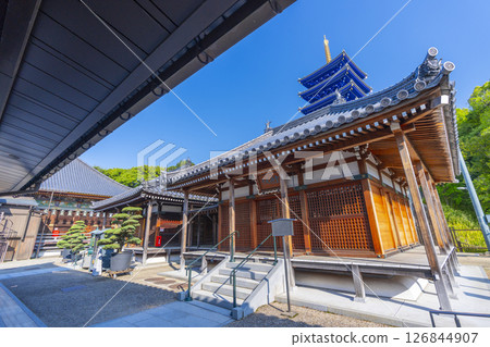 Nakayama-dera Temple: Goma Hall, Kaisan-do Hall and Five-story Pagoda (Takarazuka City, Hyogo Prefecture) Nakayama-dera Temple: Goma Hall, Kaisan-do Hall and Five-story Pagoda (Takarazuka City, Hyogo Prefecture) 126844907