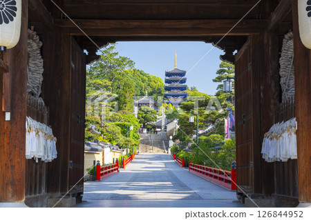 中山寺：從山門看到的五重塔（兵庫縣寶塚市） 126844952