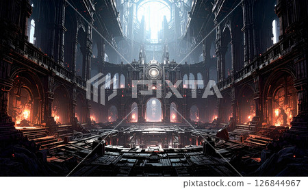 Image of the interior of an old castle in another world (AI-generated image) 126844967