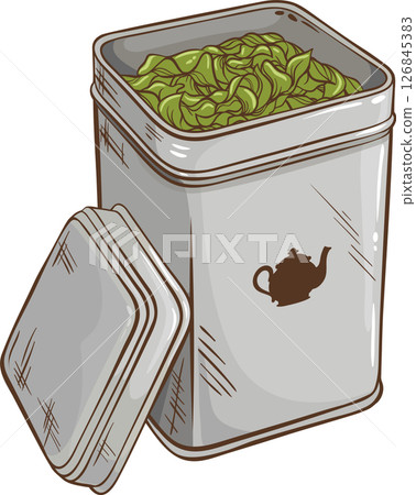 Tin Packaging Colored Detailed Illustration. 126845383