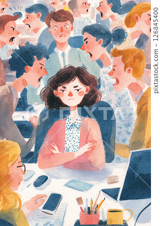Office worker, watercolor, illustration, stress, angry Office worker, watercolor, illustration, stress, angry 126845400
