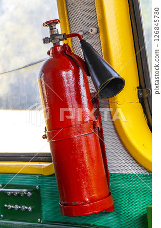 fire extinguisher classic vintage retro train steam locomotive in Belarus. fire extinguisher classic vintage retro train steam locomotive in Belarus. 126845780