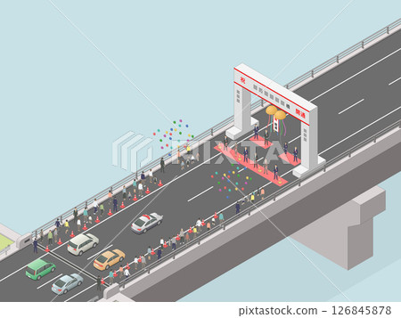 開幕式【大橋】軸測圖(淺藍色背景) 開幕式【大橋】軸測圖(淺藍色背景) 126845878