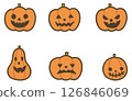 可愛的南瓜燈插圖集（萬聖節材料） 126846069
