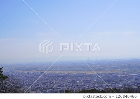 Panoramic view of Osaka International Airport from Satsukiyama in Ikeda City, Osaka (spring) 126846466