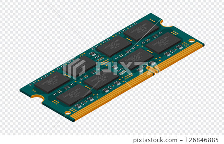 Isometric random access memory. RAM memory realistic 3d isometric. Computer hardware components. Vector illustration 126846885