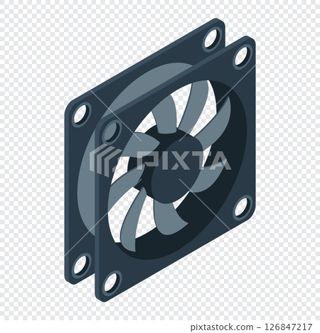 Isometric computer fan. Computer fan cooler. Isometric of PC case fan. Computer hardware components. Vector illustration Isometric computer fan. Computer fan cooler. Isometric of PC case fan. Computer hardware components. Vector illustration 126847217