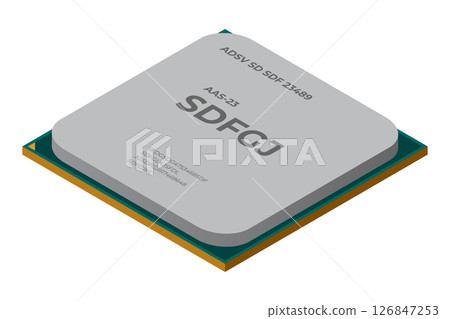Isometric processor. Central processing unit or CPU. Computer hardware components. Semiconductor technology concept. Vector illustration Isometric processor. Central processing unit or CPU. Computer hardware components. Semiconductor technology concept. Vector illustration 126847253