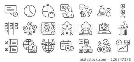 Remote work icon set. It includes productivity, wfh, work from home, work from anywhere and more icons. Editable Vector Stroke. Remote work icon set. It includes productivity, wfh, work from home, work from anywhere and more icons. Editable Vector Stroke. 126847378